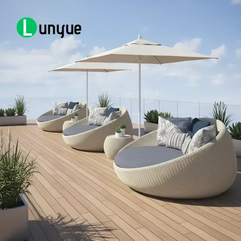 Luxury Aluminum Outdoor Lounge Chair Villa Garden Terrace Poolside Sunbed Furniture Waterproof Weather Resistant Comfortable