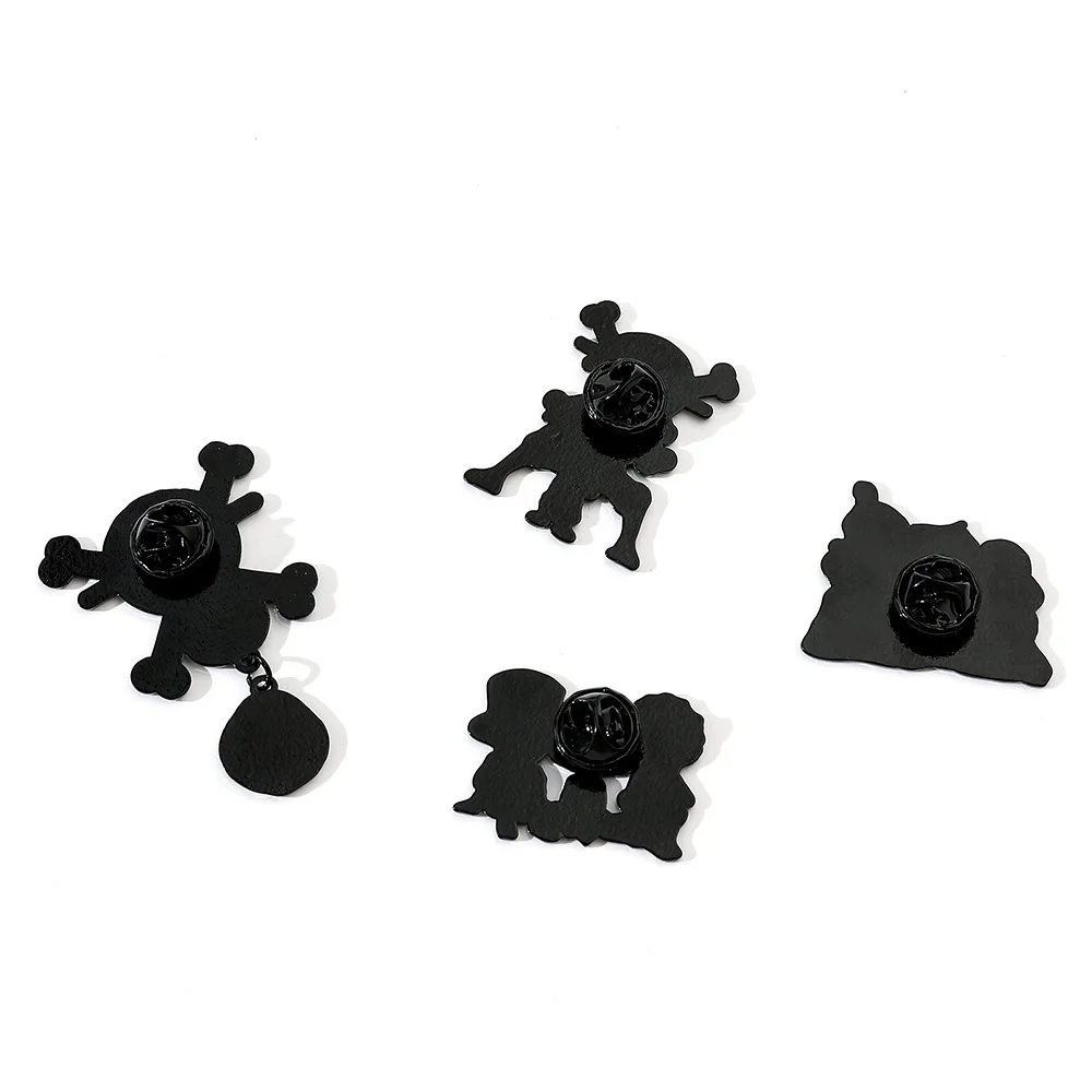 4 Pcs One Piece Cartoon Brooch Creativity Luffy Pirate Skeleton Badge Jewelry Clothing Backpack Accessories Gift for Friend