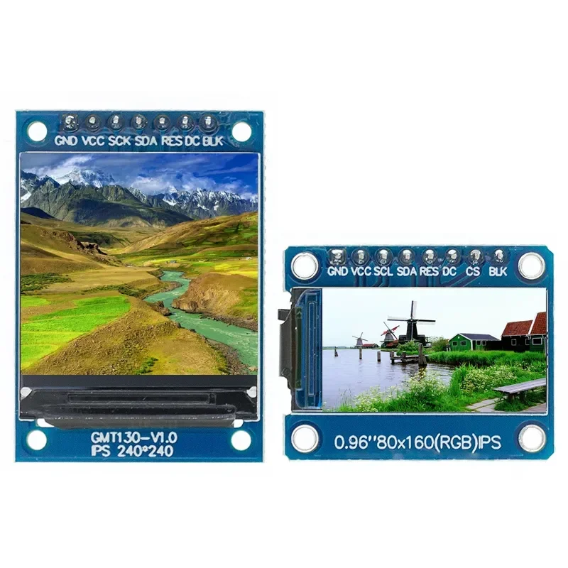 TFT Display 0.96 / 1.3 inch IPS 7P SPI HD 65K Full Color LCD Module ST7735 Drive IC 80*160 (Not OLED) For Arduino