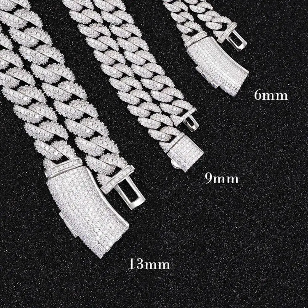 Luxury Iced Out Moissanite Bracelet 6mm 9mm 13mm Wide Men Hip Hop Bracelet S925 Silver Vvs Moissanite Cuban Bracelet.