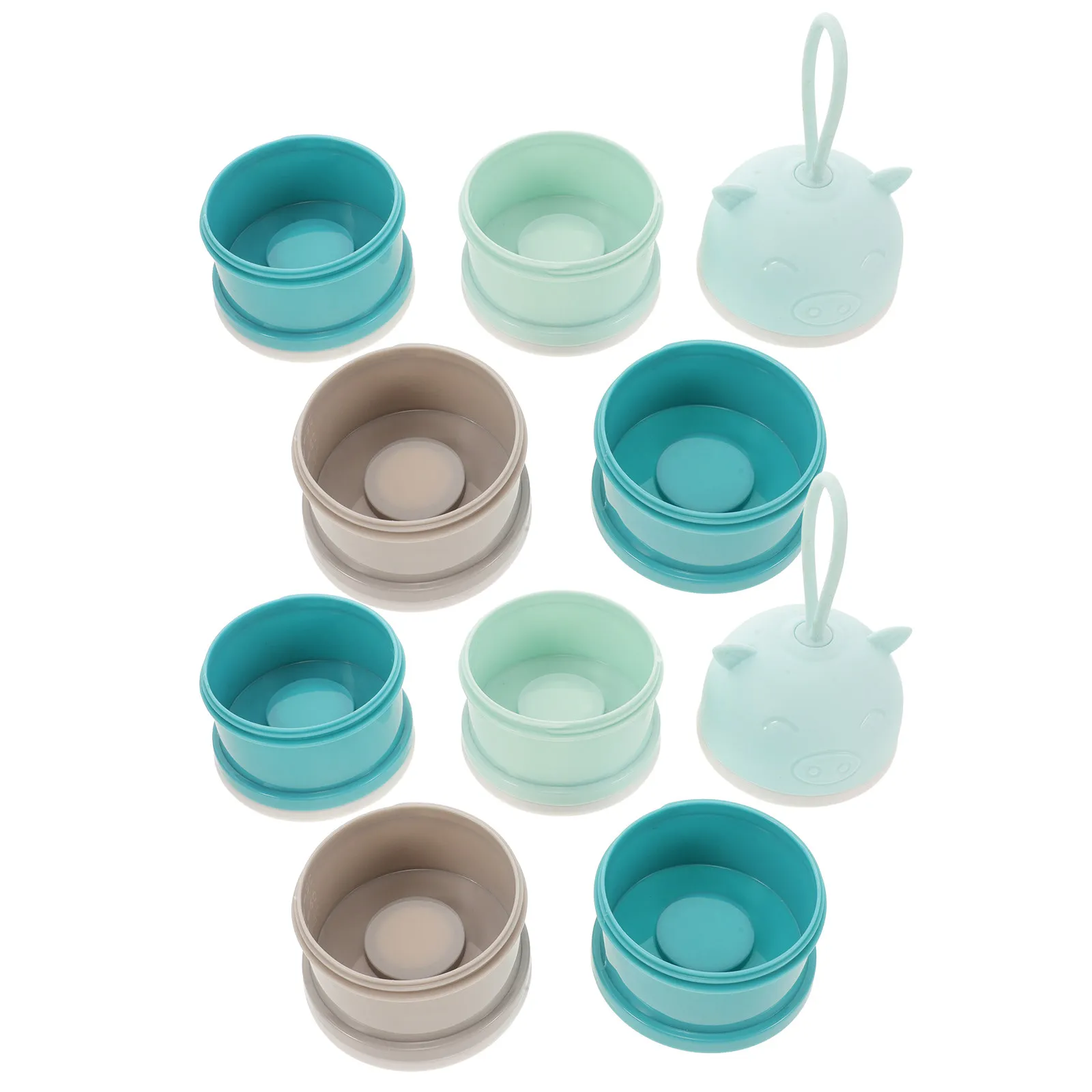 

2pcs 4 Layer Portable Milk Powder Box Snack Container For Kids Formula Storage Sky Blue Stackable Food Container Travel Use