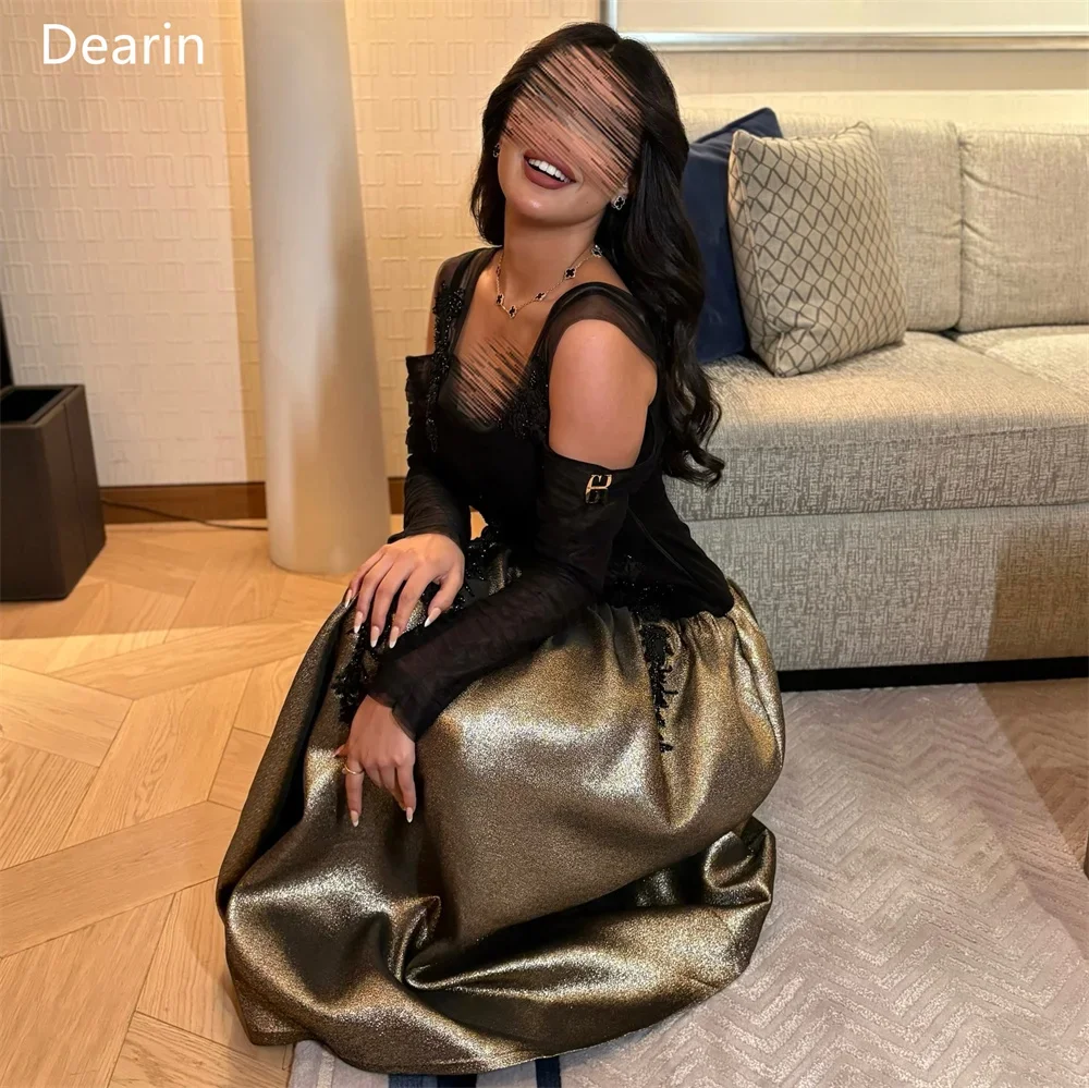 Customized Prom Gown Evening Formal Dress Dearin Shoulder Girdle A-line Floor Length Skirts Draped Applique Bead Bespoke Occasi