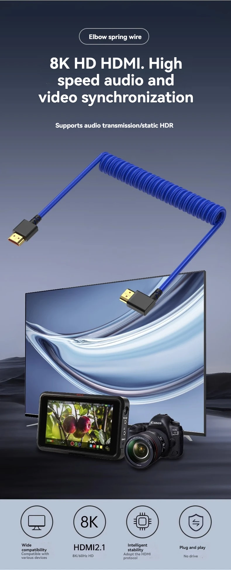 8k Hd Farbe HDMI-kompatibel Frühling Draht Ellenbogen Fotografie Austauschbare Objektiv Digital Kamera Stabilisator Astro Monitor 4k – Detail 1