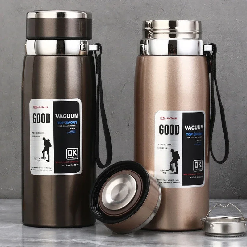 

Large Capacity Outdoor Thermos Cup Stainless Steel 24 Hours Heat Preservation Cold Preservation 1000ml Water Bottle