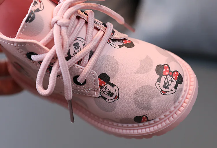 Sepatu Kasual Putri Anak-anak Disney Sepatu Bot Modis Anak Perempuan Mickey Mouse Sepatu Anak Perempuan Musim Gugur Musim Dingin Sepatu Bot Balita