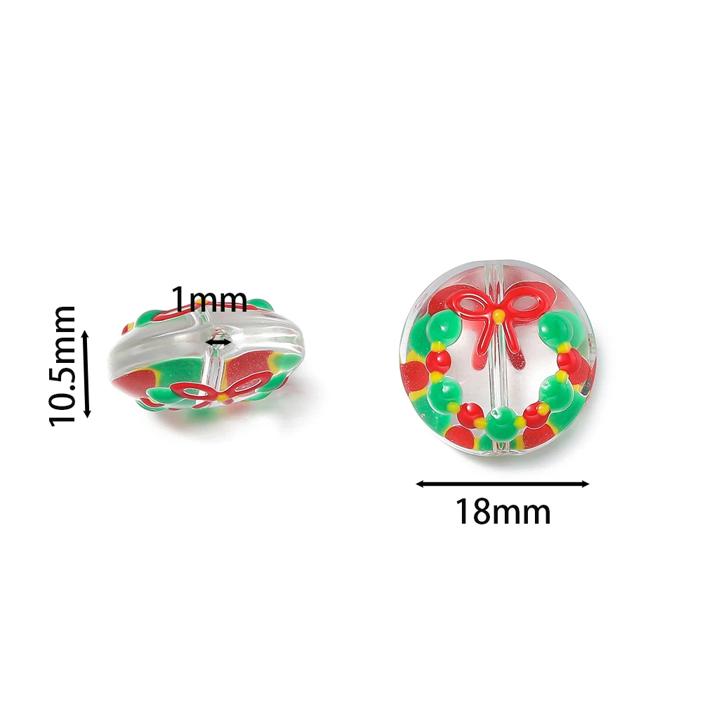 DIY 주얼리 제작용 유리 플랫 라운드 비즈, 크리스마스 요소 스페이서, 느슨한 비즈, 팔찌 목걸이, 결과물 액세서리, 1 개