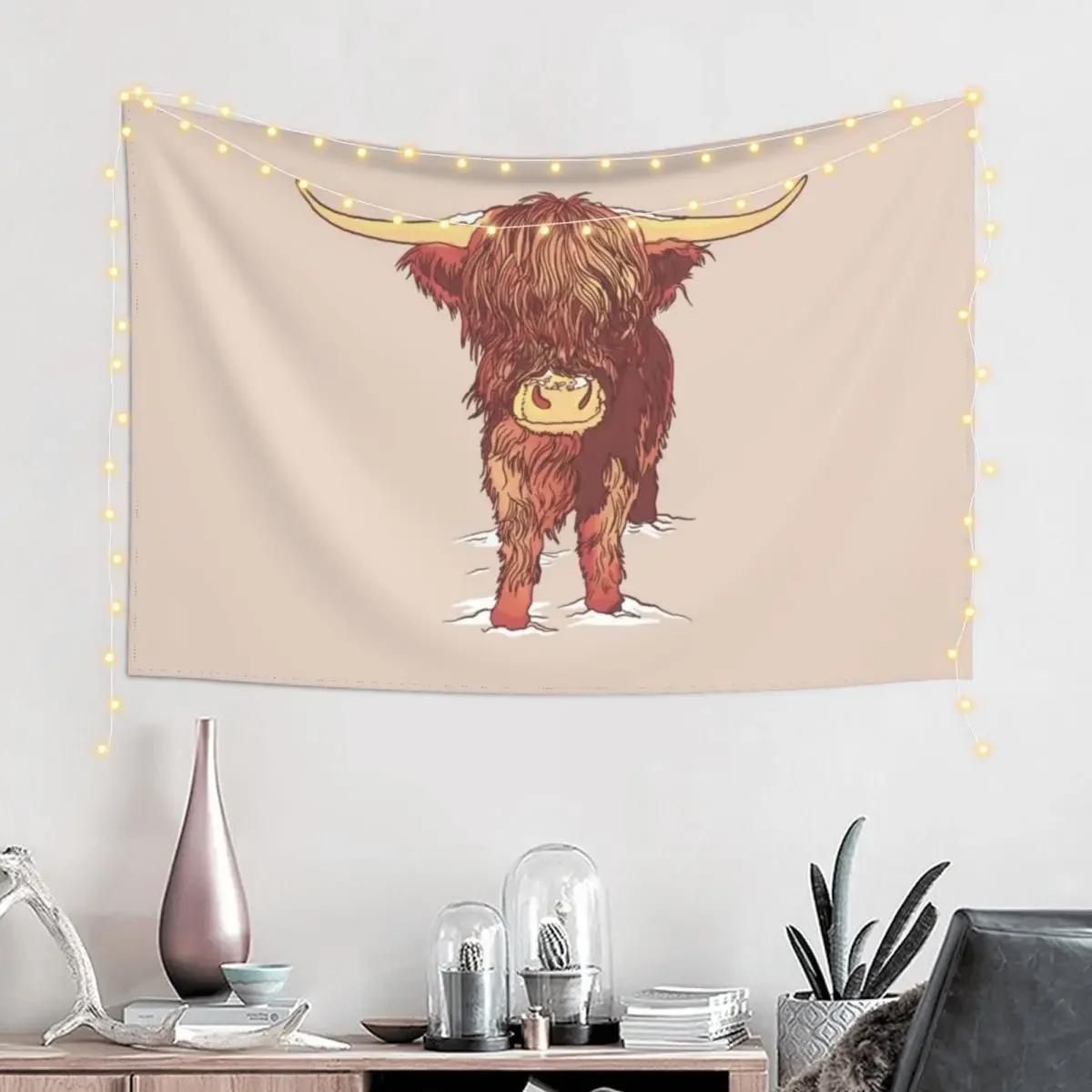 Scottish highland cattle Tapestry Aesthetic Room Decor Korean Tapete For The Wall Home Decorators Tapestry