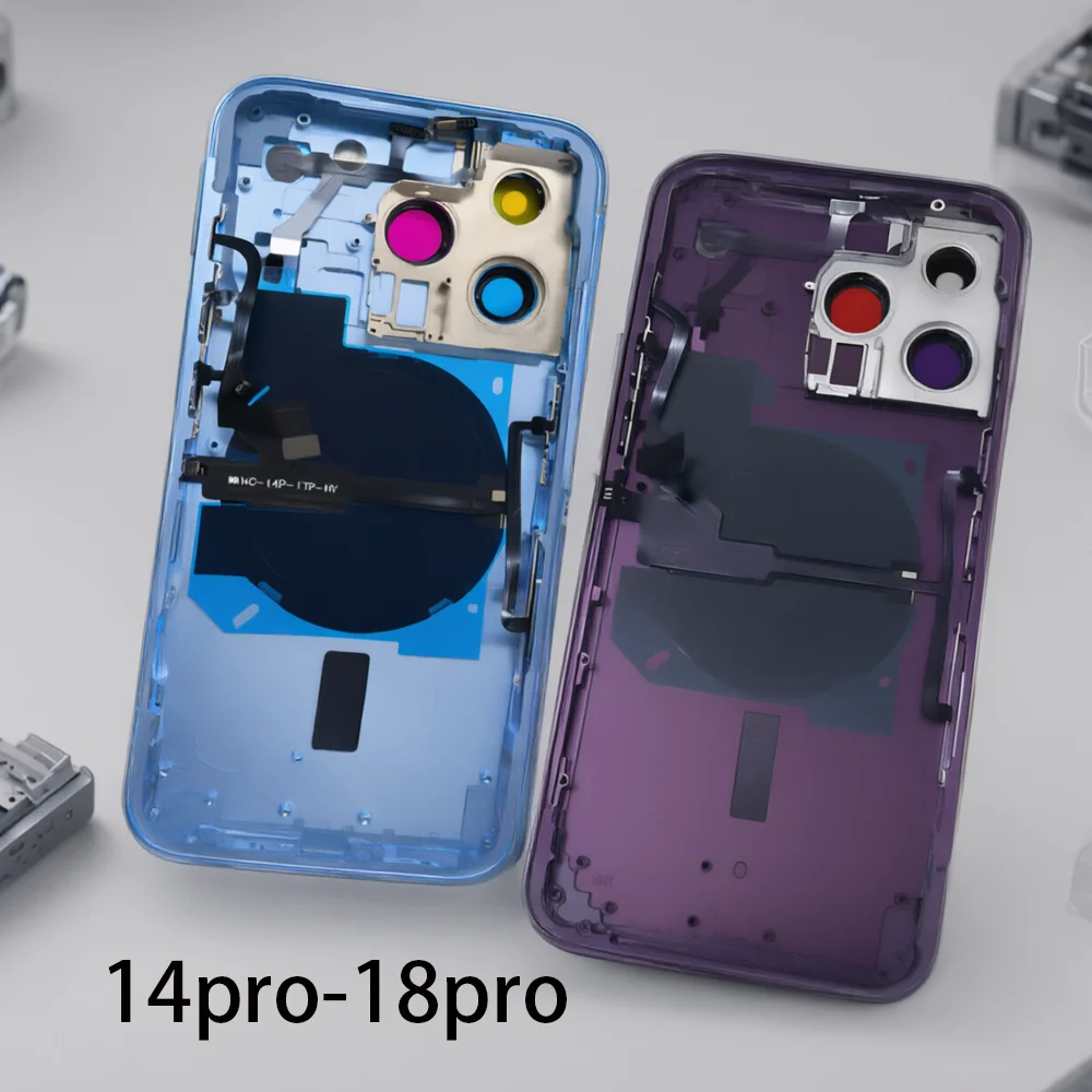 DIY Pre-Installed Modified Back Housing For 14Pro Convert To 18Pro Middle Frame Housing 14Pro Diy Like 18Pro + Tray