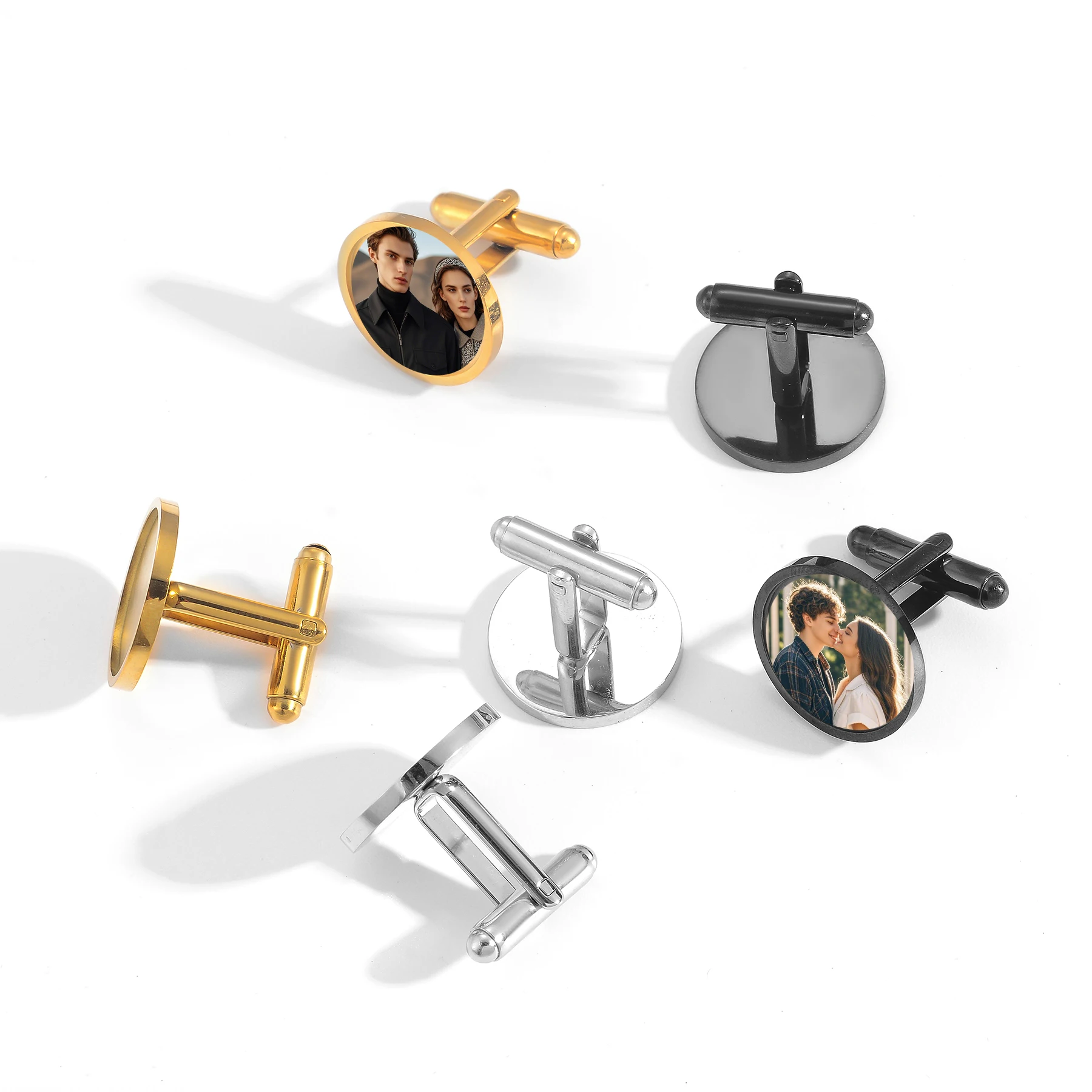 DIY Stainless Steel Custom Photo Cufflinks for Man Wedding Anniversay Birthday Cuff Links Jewelry Gift for Father Groom