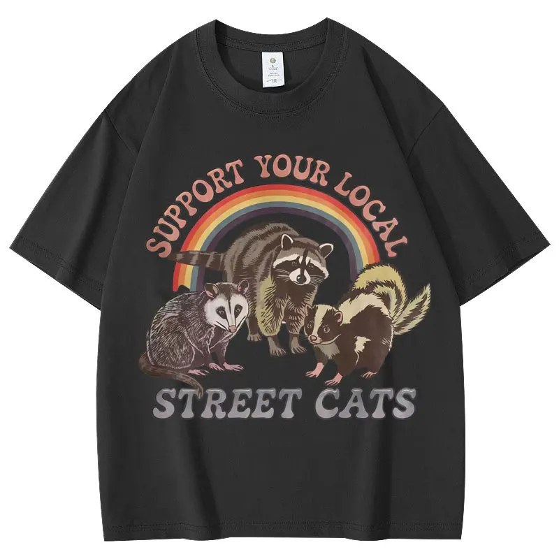 Donne Vintage Divertente Racoon Meme Graphic T-shirt Uomo Donna Abbigliamento Moda T-shirt a maniche corte Estate Casual Top traspirante