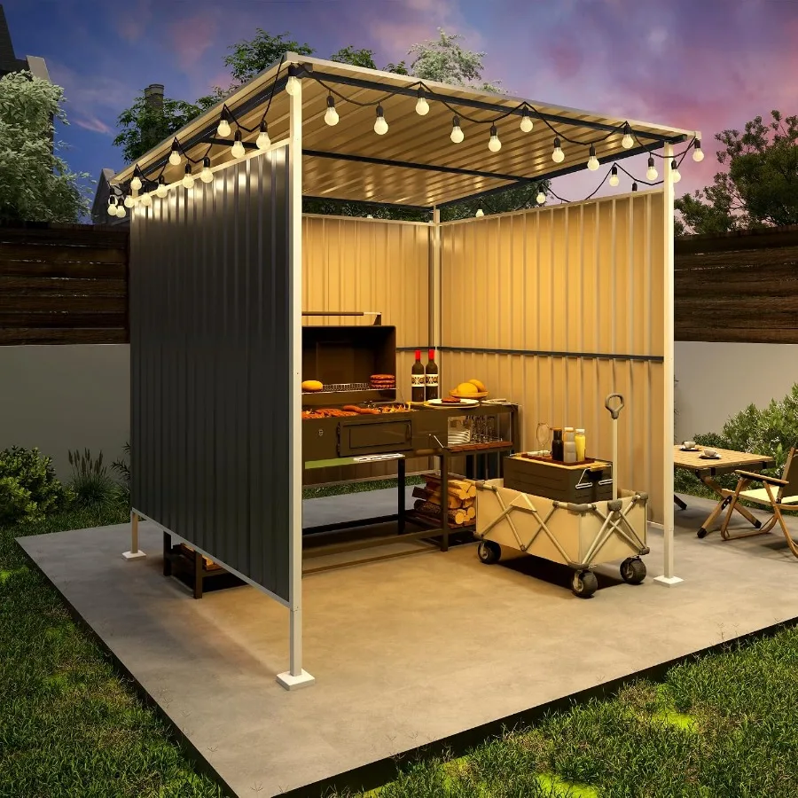 6x6 FT metal bike shed for outdoor storage, galvanized steel, charcoal gray, weatherproof rust-resistant design for backyard, p