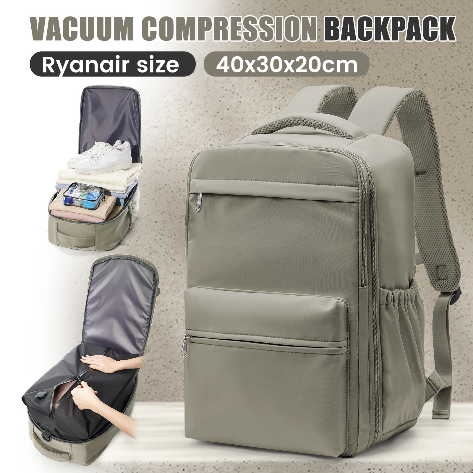 Ryanair 40x30x20 Travel Backpack Vacuum Compression Backpack , Wizzair Cabin Bag 15.6" Laptop Travel Bag,Storage Bag, Schoolbag image 3