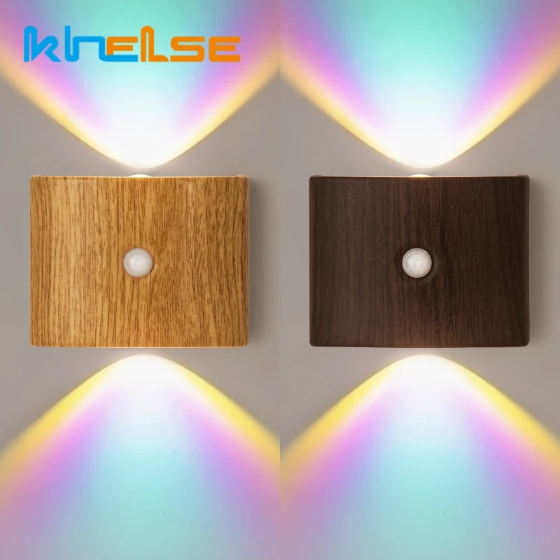 

Беспроводной настенный светильник с датчиком PIR, 5 В постоянного тока, USB перезаряжаемая магнитная установка, прикроватный светильник, лестница, проход, коридор, ABS, ночник