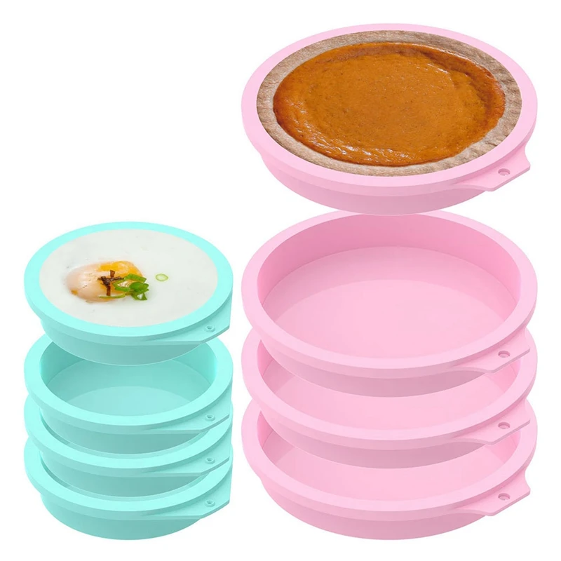 Silicone Egg Boiler Mold Cup Temperature Resistant Egg Poaching Cup Cyan&Pink 1Set