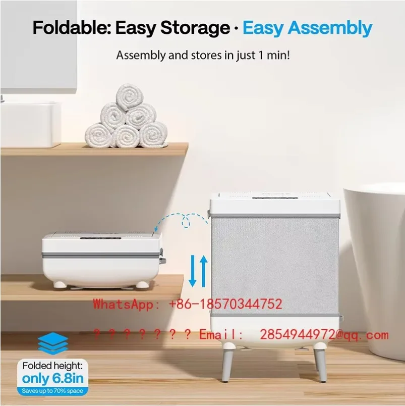 2027   New Towel Heating Bucket Foldable 35L Large Capacity with LED Display Screen Hook Child Lock for Drying