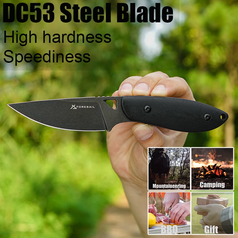 FORESAIL DC53 شفرة فولاذية سكين G10 مقبض حاد شفرة مثبتة تكتيكات التخييم الأسماك في الهواء الطلق بقاء قطع HuntingEDC سكين الفاكهة #4