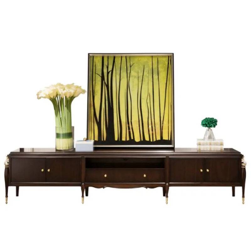 American solid wood TV cabinet coffee table combination living room light luxury TV cabinet ground cabinet modern simple