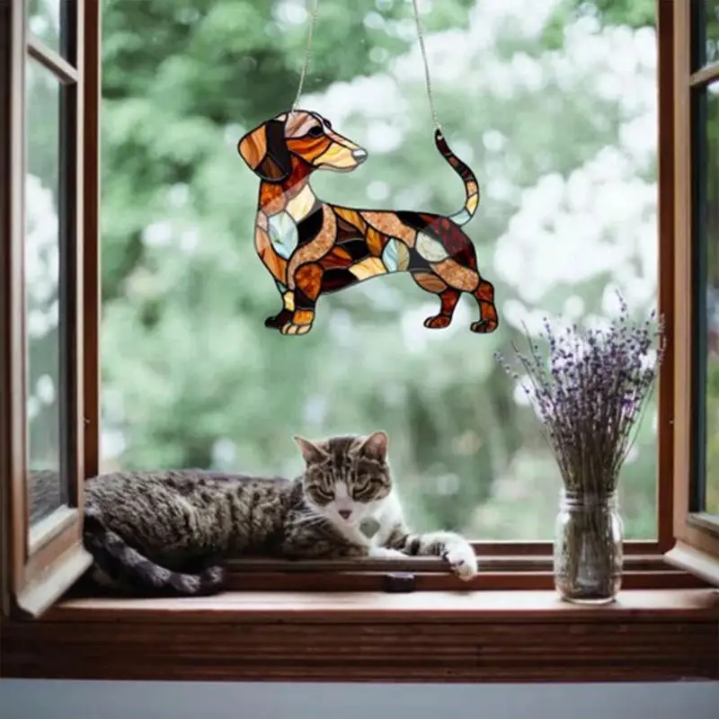 Dachshund Sun Catchers Indoor Window Memorial Pet Suncatcher Stained Sun Catcher Dachshund Acrylic Suncatcher Window Hangings