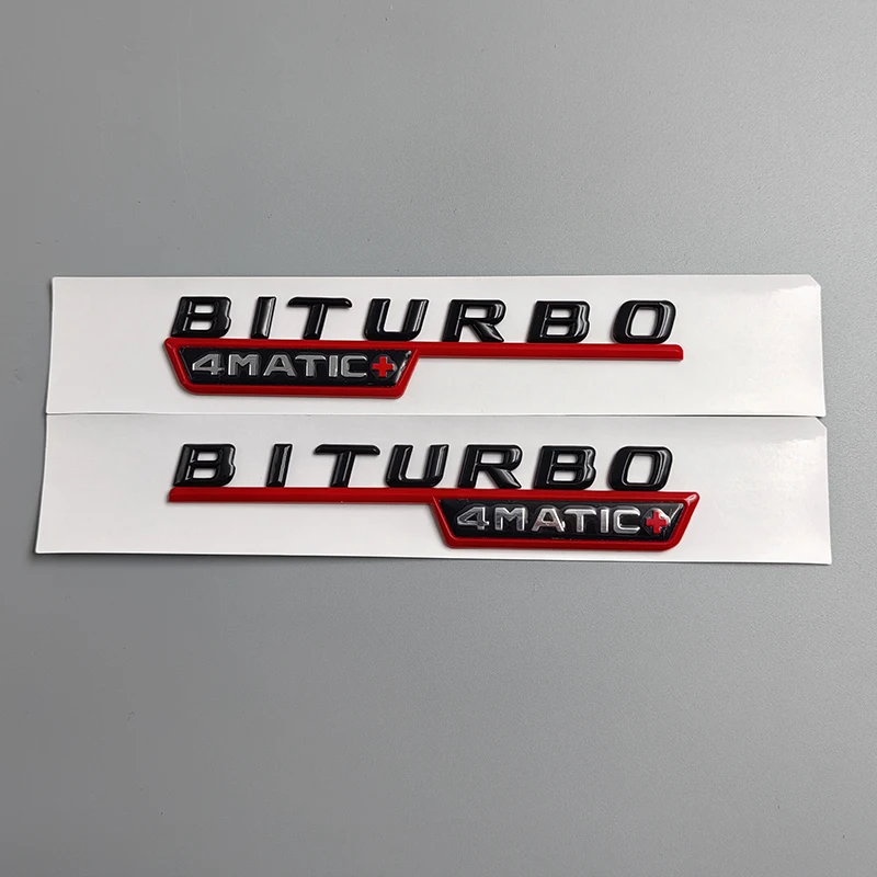 2pcs 3D ABS Logo BITURBO 4MATIC Emblem Sticker Car Fender Badge