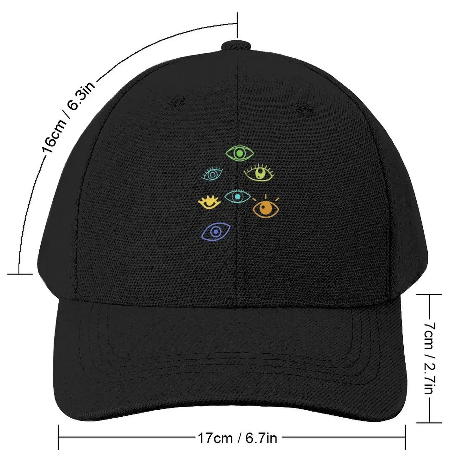 green and Blue and yellow Eyes watching you spooky Mask Baseball Cap Hat Man For The Sun Luxury Man Hat Women's Golf Wear Men's