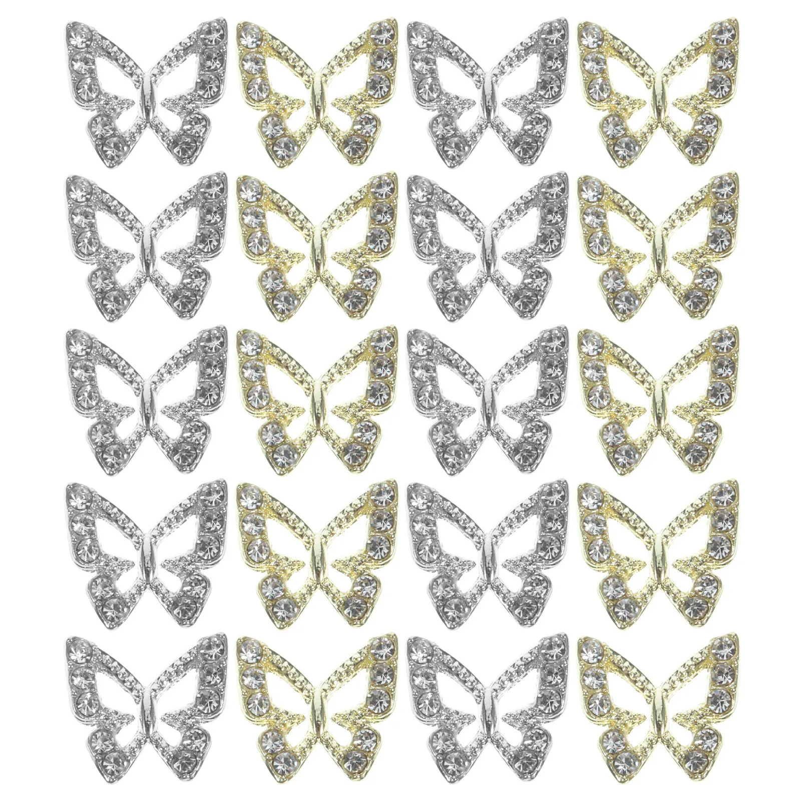 20Pcs Nail Art Charms Butterfly Rhinestone Gems Women Manicure Decorations Christmas Party Supplies Nail Charms