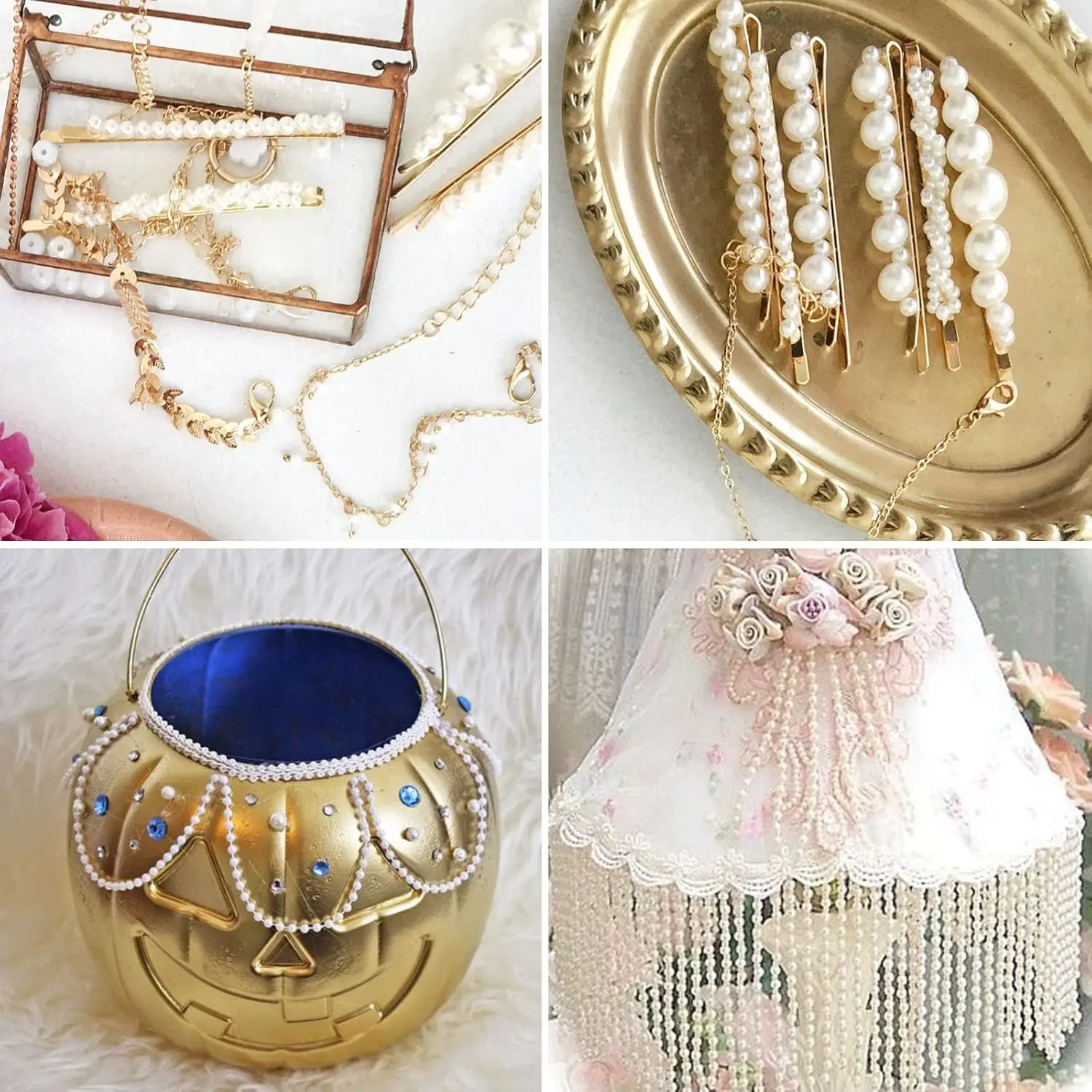 1-5 Meters 3-10mm Fishing Line Artificial Imitation Pearl Round Beads Chain For Wedding Bridal Bouquet Flower Decoration