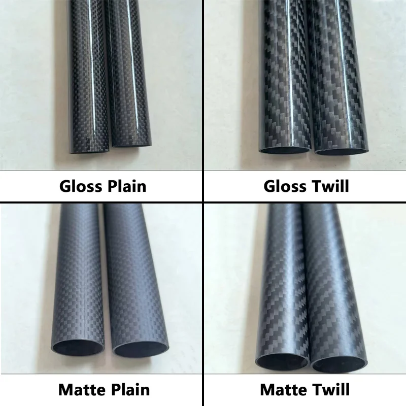 2pcs 200mm Roll Wrapped Carbon Fiber Tube High Composite 3K Plain Glossy Twill Matte OD5-50mm Pipe For Model Aircraft DIY Crafts