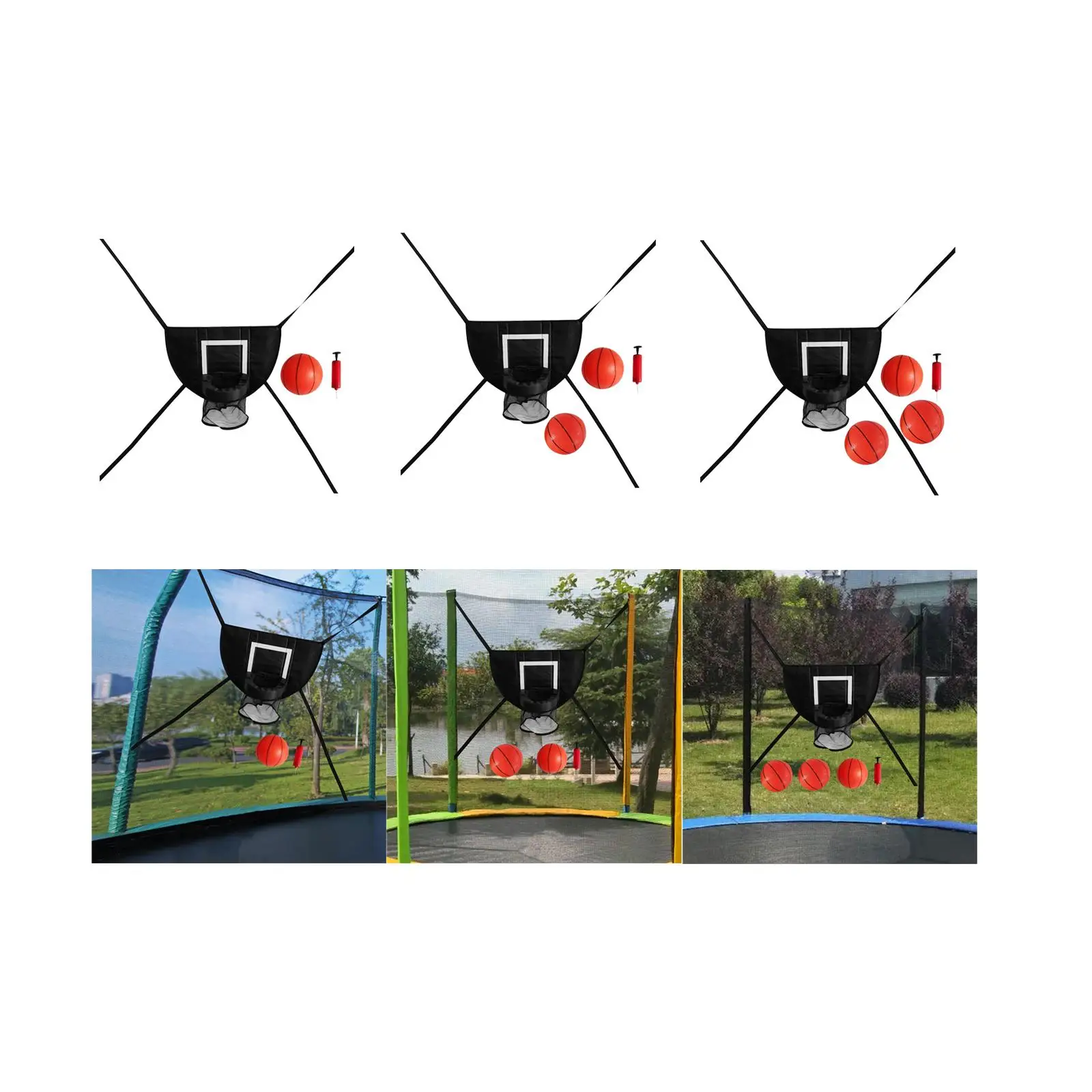 Mini cesta de basquete para trampolim com gabinete rack de basquete ao ar livre