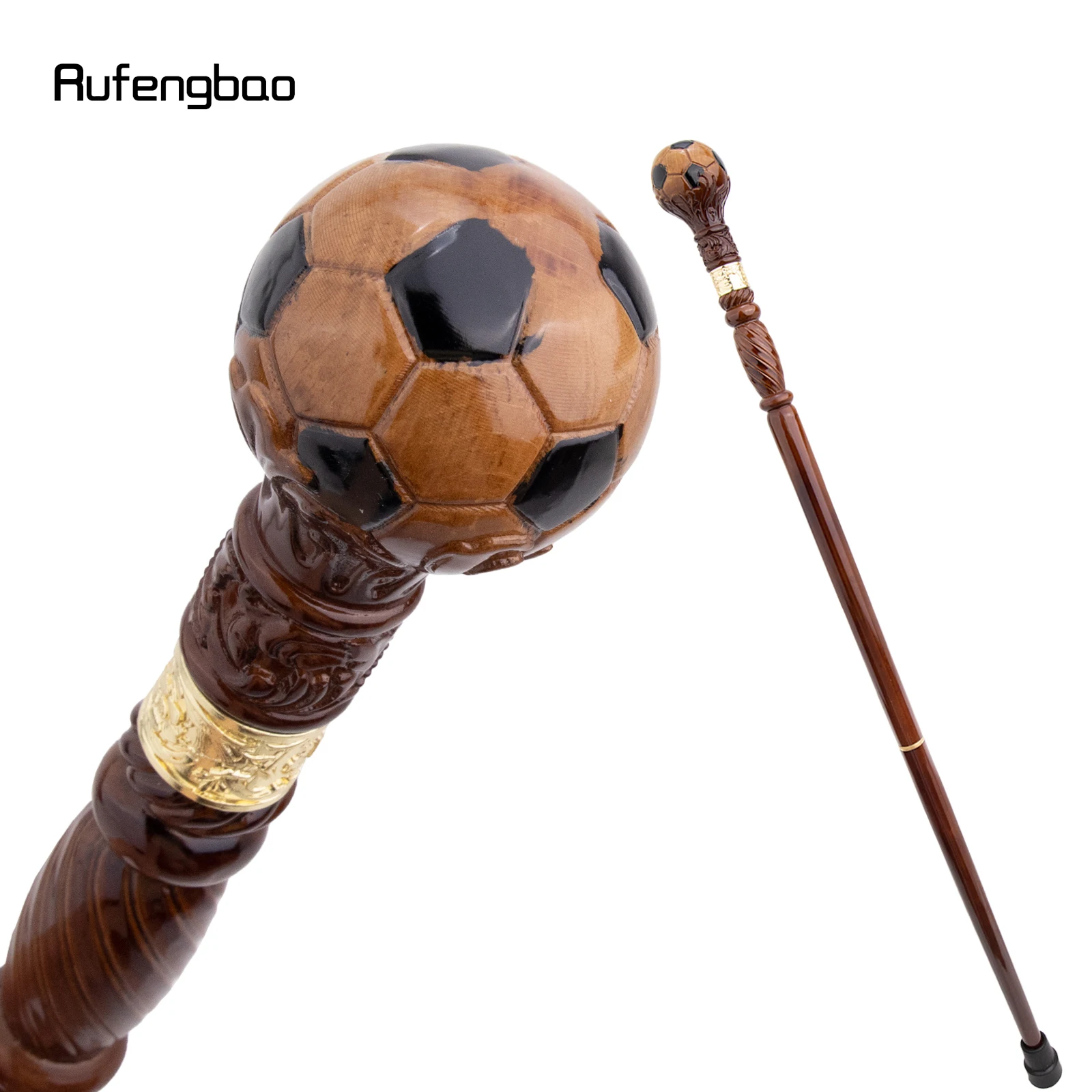 Football Brown Wooden Fashion Walking Stick Decorative Vampire Cospaly Party Wood Walking Cane Halloween Mace Wand Crosier 95cm