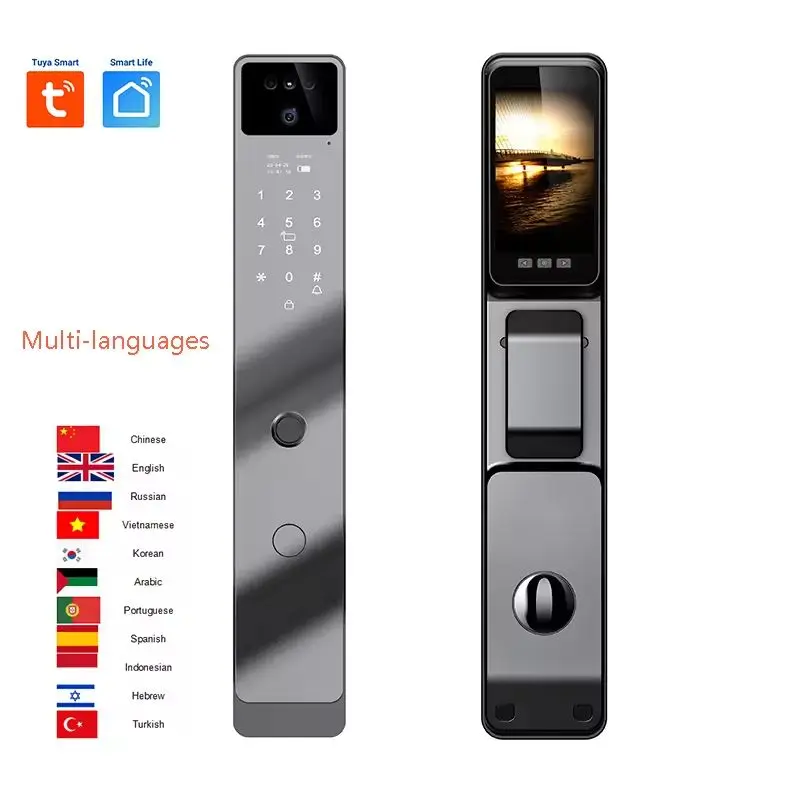 3D Face Recognition Smart Door Lock WiFi Electronic Lock With Camera RFID Card Tuya Compatible For Home Security