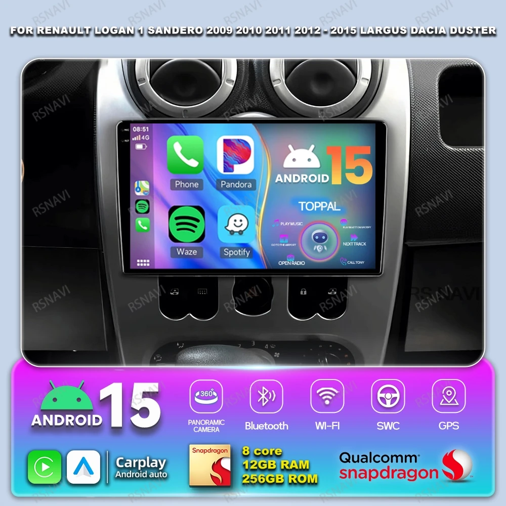 

Android 15 Car Radio For Renault Logan 1 Sandero 2009 2010 2011 2012 - 2015 Largus Dacia Duster Head Unit Stereo Autoradio GPS