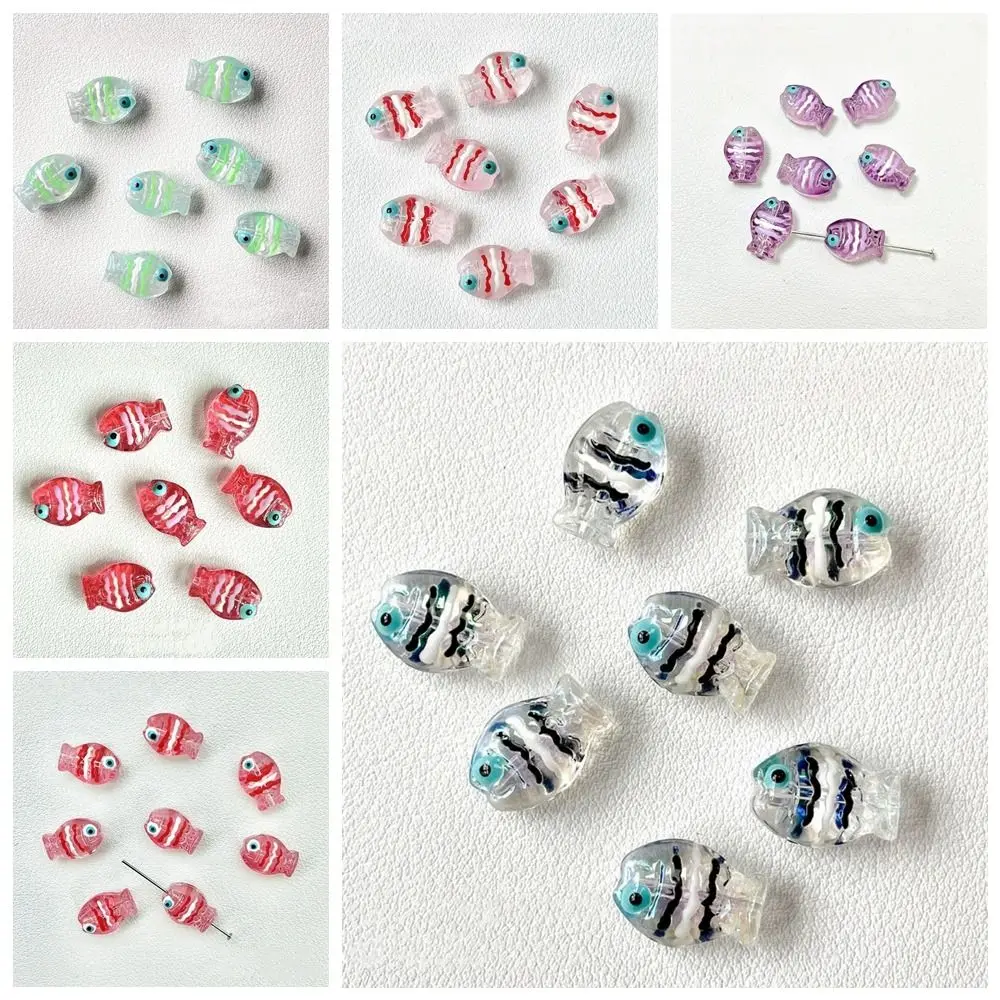10 قطعة/المجموعة اليدوية الحرفية الأسماك الصغيرة الخرز الملونة 3D الأسماك شكل فاصل فضفاض الخرز لطيف الكرتون صنع المجوهرات المواد