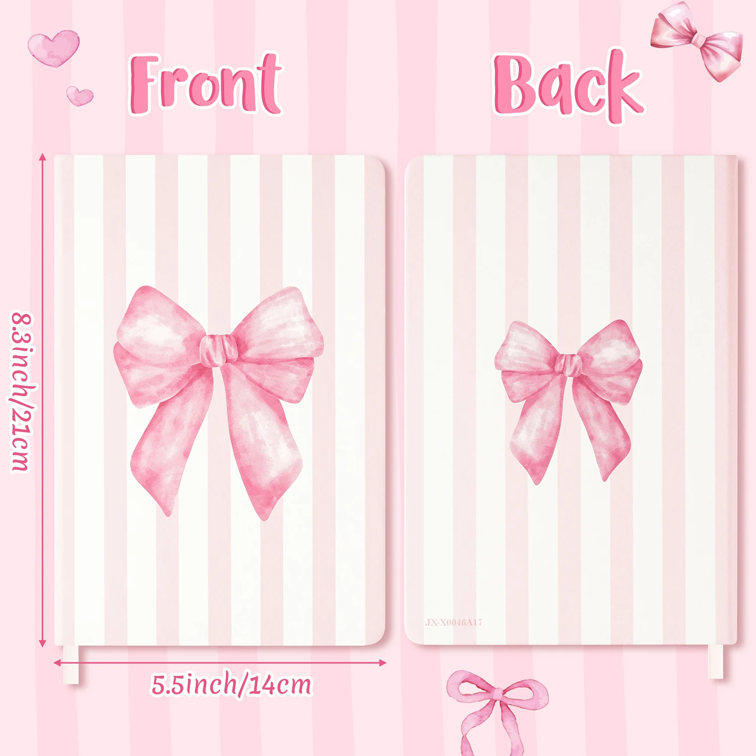 1 STKS Roze Strik Hardcover Gelinieerd Journal Notebook Met planner stickers Coquette Journal Notebook voor Schrijven Reizen Werk Cadeau
