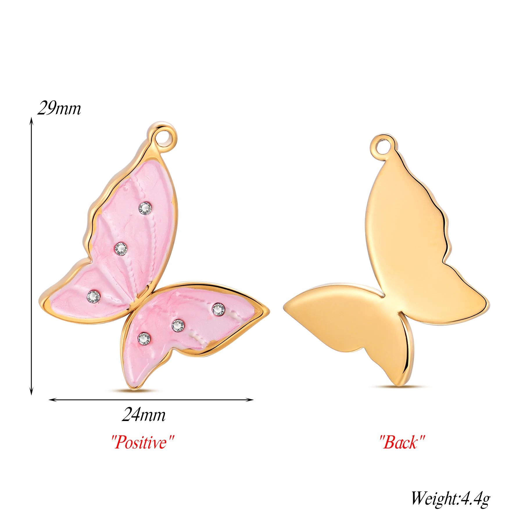 2 قطعة المينا الفولاذ المقاوم للصدأ قلادة على شكل فراشة ملونة DIY بها بنفسك صنع قلادة مفتاح سلسلة مجوهرات اكسسوارات الحيوان #3