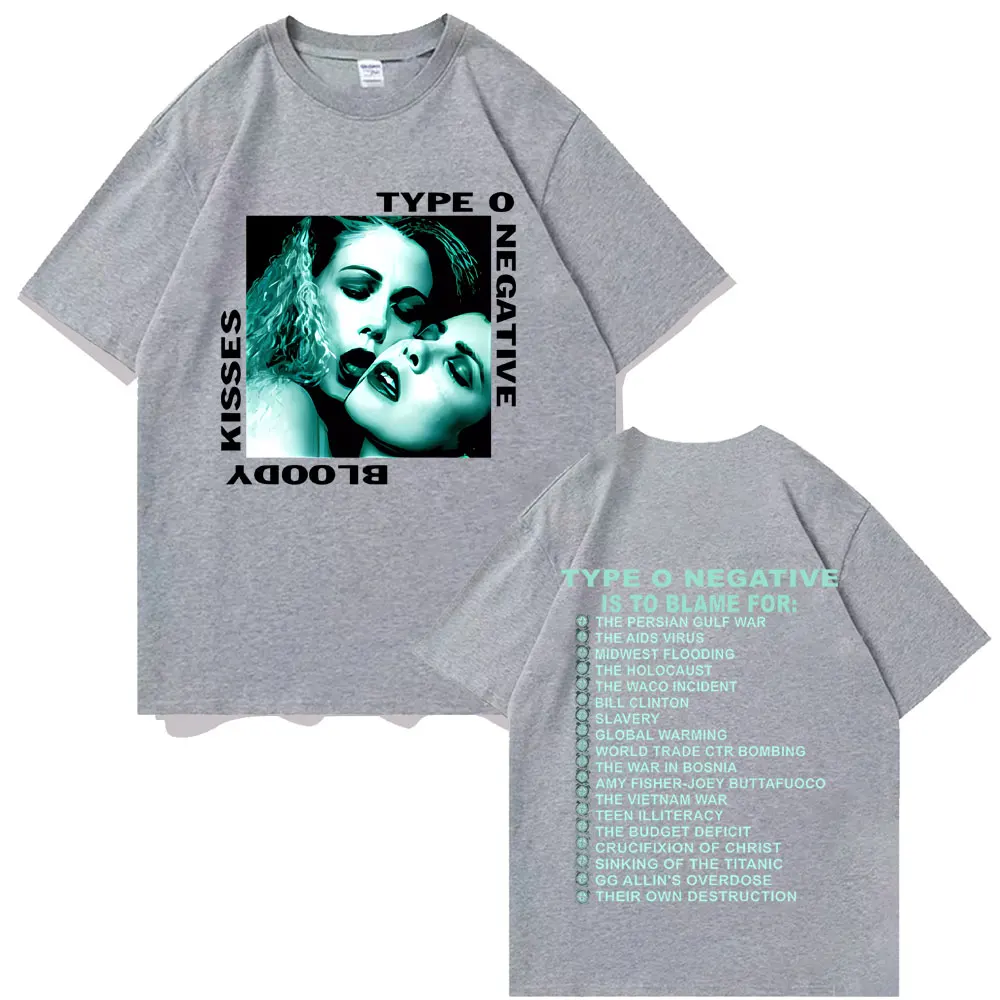 Type O Negative 1993 Bloody Kisses Touring T Shirt Men Women Vintage Gothic Rock Metal Tshirt Men's Cotton Oversized T-shirts