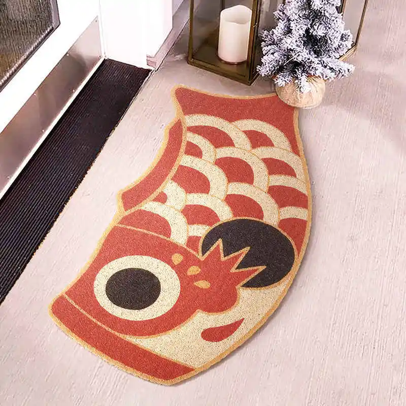 

VIKAMA Cartoon Door Carpet Carp Flag Door Foot Mat-Washable Non-Slip Imitation Cashmere Area Rugs for Indoor Living Room Decor