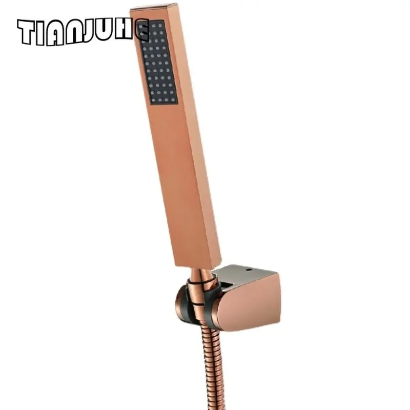 Hand Dusche Kopf Set Messing Handheld Dusche Zauberstab mit Wand Halterung Verstellbare Ellenbogen Halter Moderne Rechteck Hand Dusche