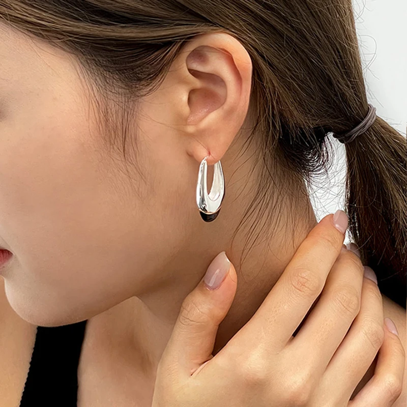 VENTFILLE 925 Sterling Silver Black Agate Earring for Women Geometry Water Droplets Versatile Design Gift Jewelry Dropshipping