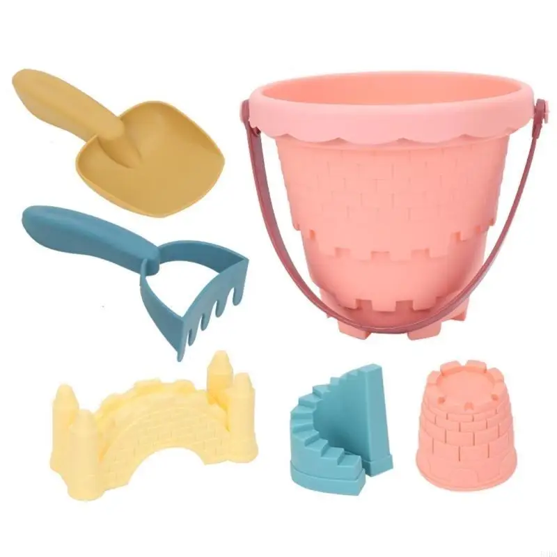 54DA 6PCS/Set Children Sand Toy Sandcastle Molds Bucket Shovel DIY Tool Sand Play Toy