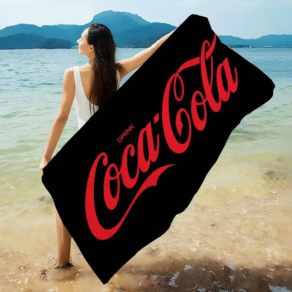 Manta de microfibra C-Coca-Cola, toallas de playa de secado rápido, manta de toalla de piscina súper absorbente con estampado de gran tamaño