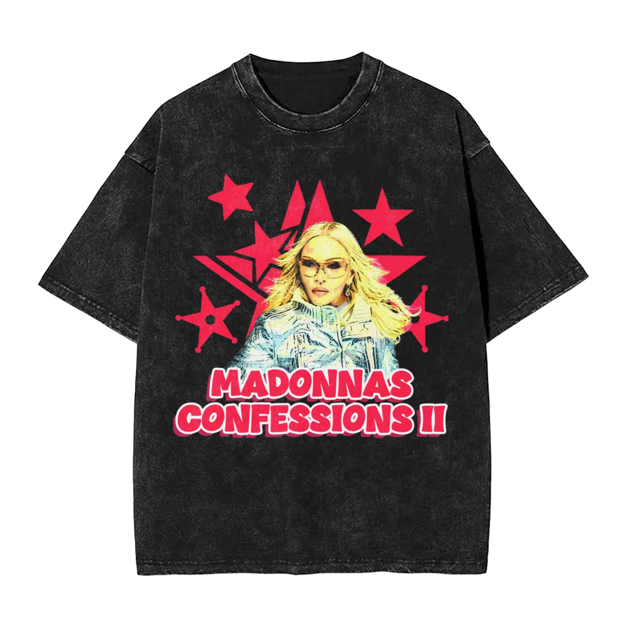 Washed T Shirt M-Madonna Confessions II Singer Vintage T-Shirts Oversize  Streetwear Short Sleeve Summer Tops Tops Tees