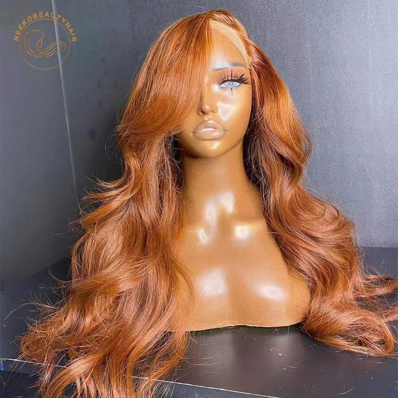 

Ginger Brown Lace Front Wig Body Wave 13x6 HD Transparent Lace Frontal Wig Color 30 Light Brown Colored Human Hair Wig For Women