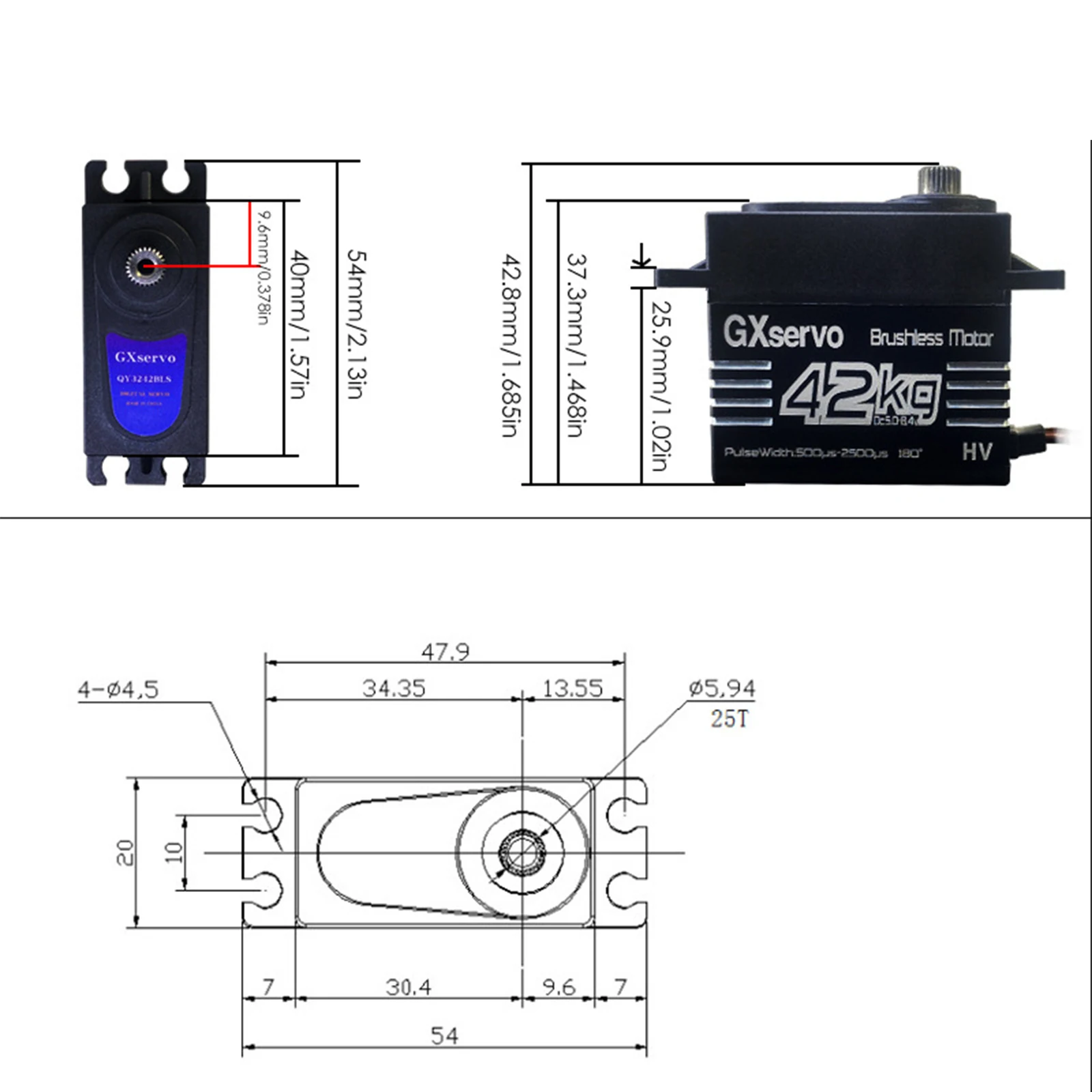 42KG High Torque Digital Servo Motor Metal Gear Steering 180° for RC Car Trucks DIY remote control models toys upgrade parts