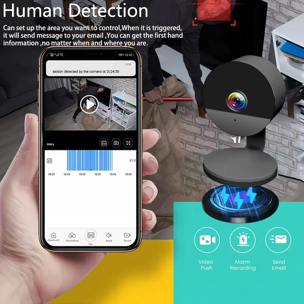 5MP Tuya Smartlife Home Zwart Magnetische Mount Ronde Vorm Klein Formaat IP Video Onzichtbare Home Security Babyfoon Mini IP Camera