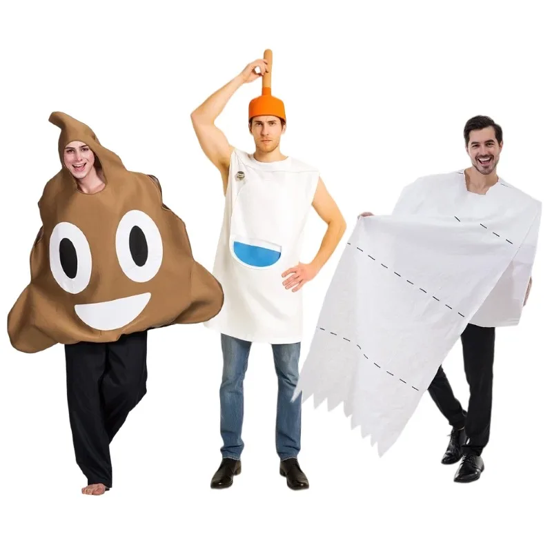 

Halloween Funny Poop Cosplay Costume Toilet Paper One Piece Clothing Carnival Party Props Adult Women Men Fun Roleplay Outfit