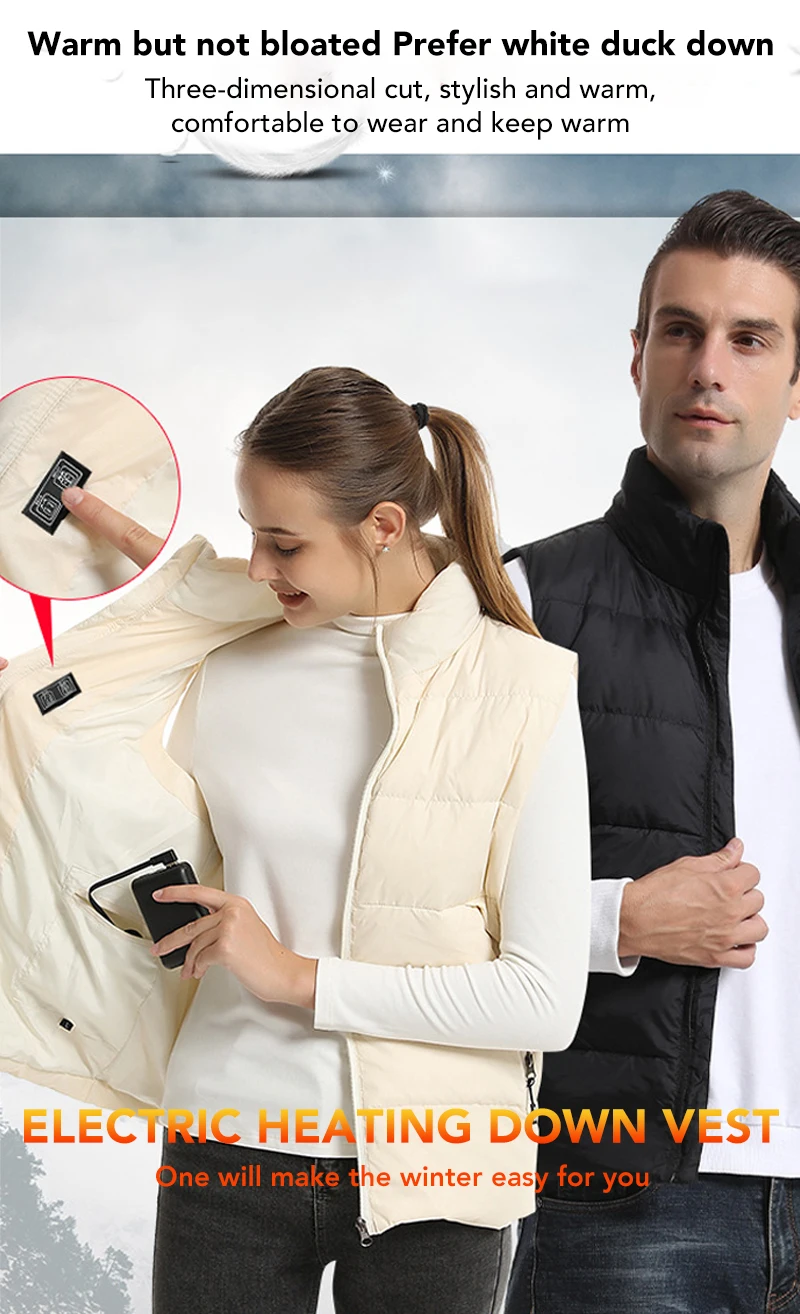 Frauen USB Infrarot 15-Zahlen-Heizweste Jacke Mode Heizwesten Winter Warm gepolsterte ärmellose Weste Thermokleidung – Detail 1
