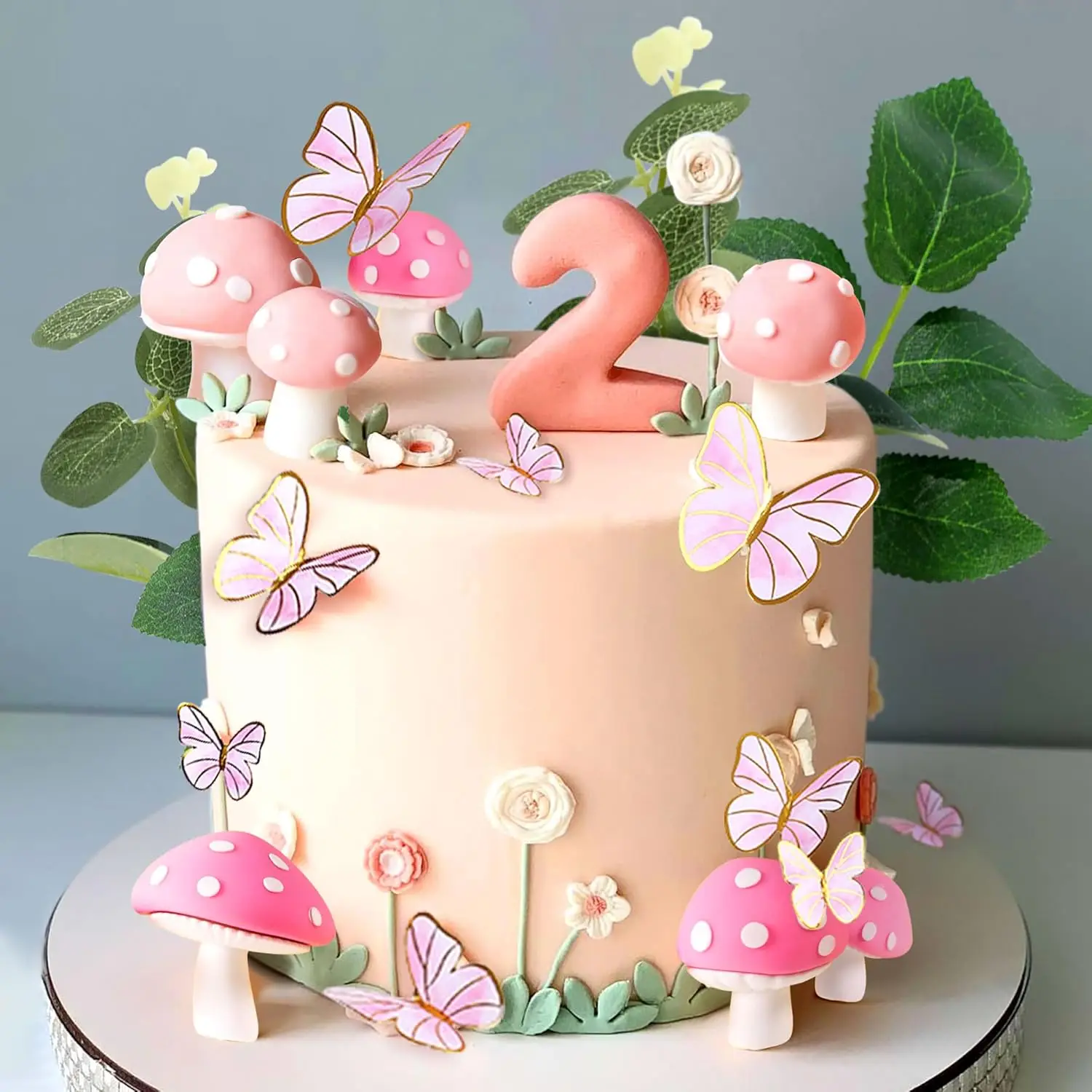 Rosa Pilzhaus-Kuchendekoration – Pilz- und Feenpartyzubehör für die Hochzeits- und Geburtstagsfeier – Detail 5