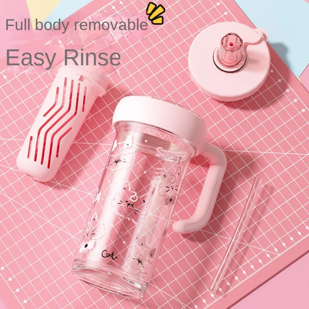 

Милая мультяшная чашка для воды большой емкости с соломинкой, термостойкая пластиковая бутылка для воды, 800 мл, герметичная спортивная бутылка, посуда для напитков