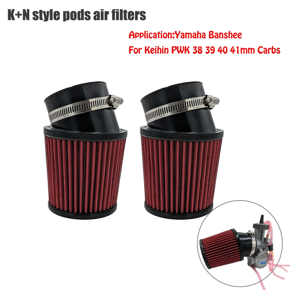 For Keihin PWK 38mm 39mm 40mm 41mm Carbs 2 Pcs K+N Style Pods Air Filters For Yamaha Banshee 350 YFZ350 Filtro De Aire Moto