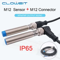 Cloweit Set IP65 M12 Inductive Proximity Sensor Switch 4pin Connecting 2m PVC Cable 2mm 4mm Flush Non-flush Metal Detection